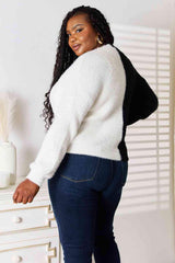Woven Right Contrast Button-Front V-Neck Cardigan - Trendsi - Flyclothing LLC