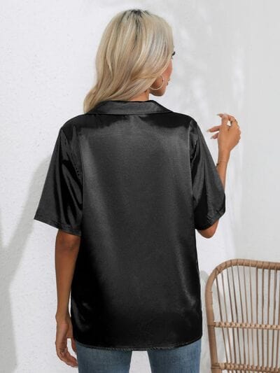 Button Up Collared Neck Shirt - Trendsi