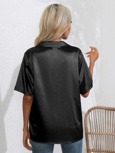 Button Up Collared Neck Shirt - Trendsi - Flyclothing LLC