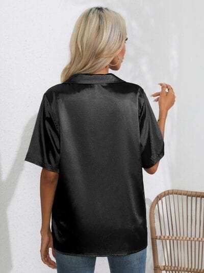 Button Up Collared Neck Shirt - Trendsi - Flyclothing LLC