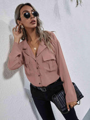 Collared Neck Button Down Shirt - Trendsi