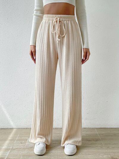Drawstring Wide Leg Pants - Trendsi
