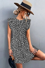 Leopard Round Neck Mini Dress - Trendsi - Flyclothing LLC