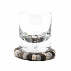 Hand Crafted Felt Ball Coasters from Nepal: 4-pack, Unicolor Grey - Global Groove (T) - Global Groove