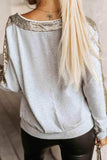 Sequin V-Neck Sweatshirt - Trendsi - Flyclothing LLC