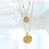 Titanium Steel Double-Layered Necklace - Trendsi - Flyclothing LLC