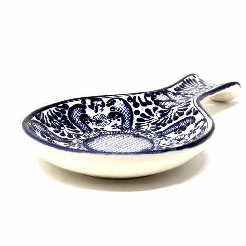 Handmade Pottery Spoon Rest, Blue Flower - Encantada - Encantada - Flyclothing LLC