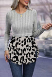 Leopard Peplum Round Neck Blouse - Trendsi - Flyclothing LLC