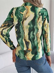 Printed Button Up Long Sleeve Shirt - Trendsi