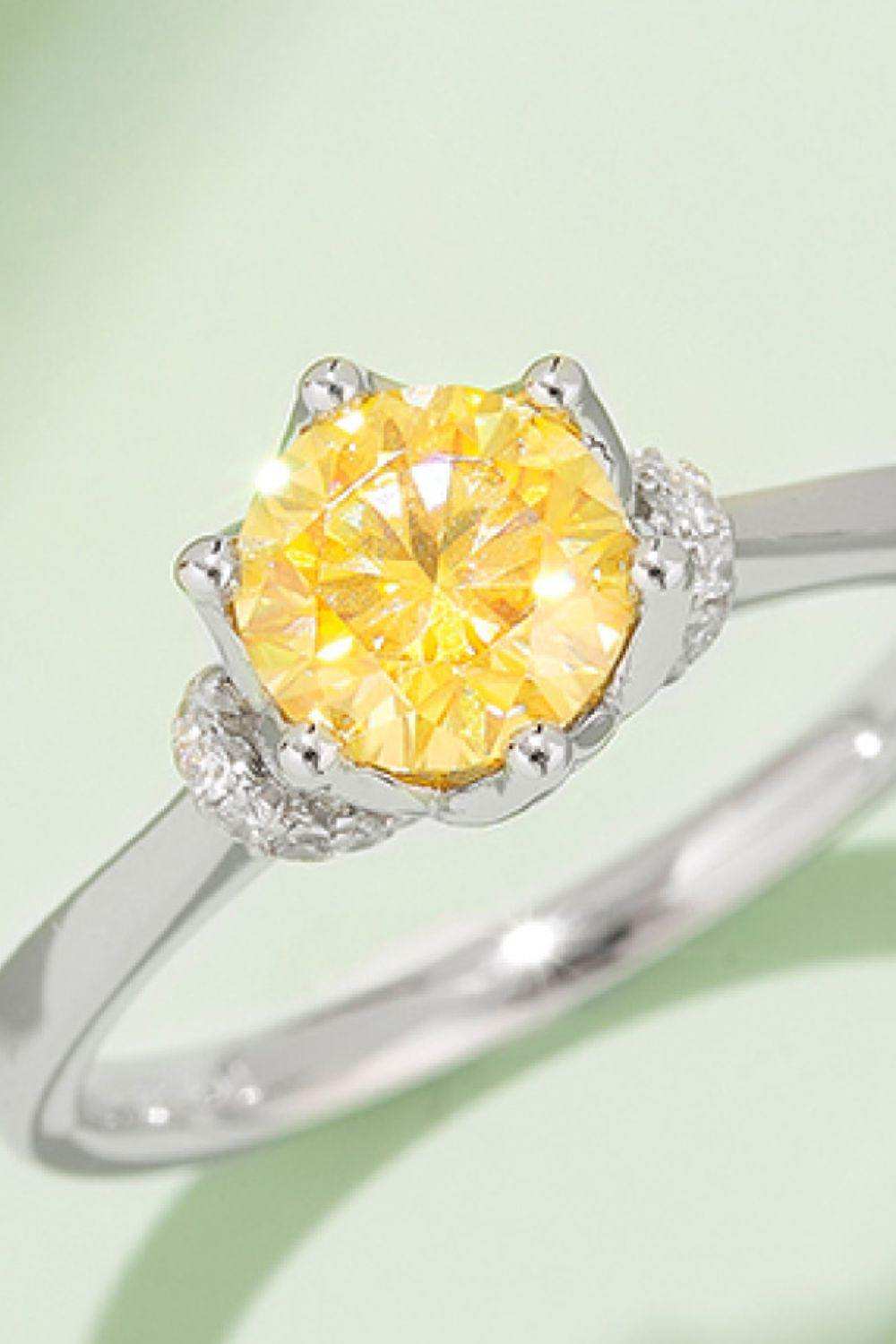 1 Carat Moissanite Contrast 925 Sterling Silver Ring - Trendsi - Flyclothing LLC