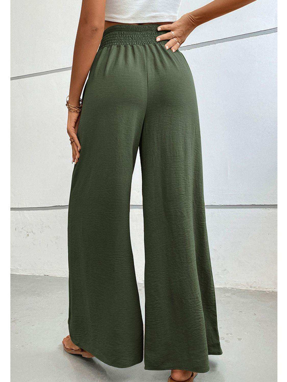 Wide Waistband Relax Fit Long Pants - Trendsi - Flyclothing LLC
