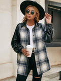 Plaid Button Down Raglan Sleeve Jacket - Trendsi