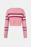 Cable-Knit Striped Dropped Shoulder Sweater - Trendsi - Flyclothing LLC