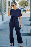 Full Size Tie Waist Straight Leg Jumpsuit - Trendsi - Flyclothing LLC