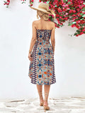 Printed Strapless Tie Belt Dress - Trendsi - Flyclothing LLC