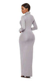 Mock Neck Long Sleeve Maxi Slim Dress - Trendsi - Flyclothing LLC