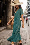 Surplice Tie Waist Short Sleeve Dress - Trendsi - Flyclothing LLC