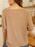 Ribbed Round Neck Long Sleeve Knit Top - Trendsi - Flyclothing LLC