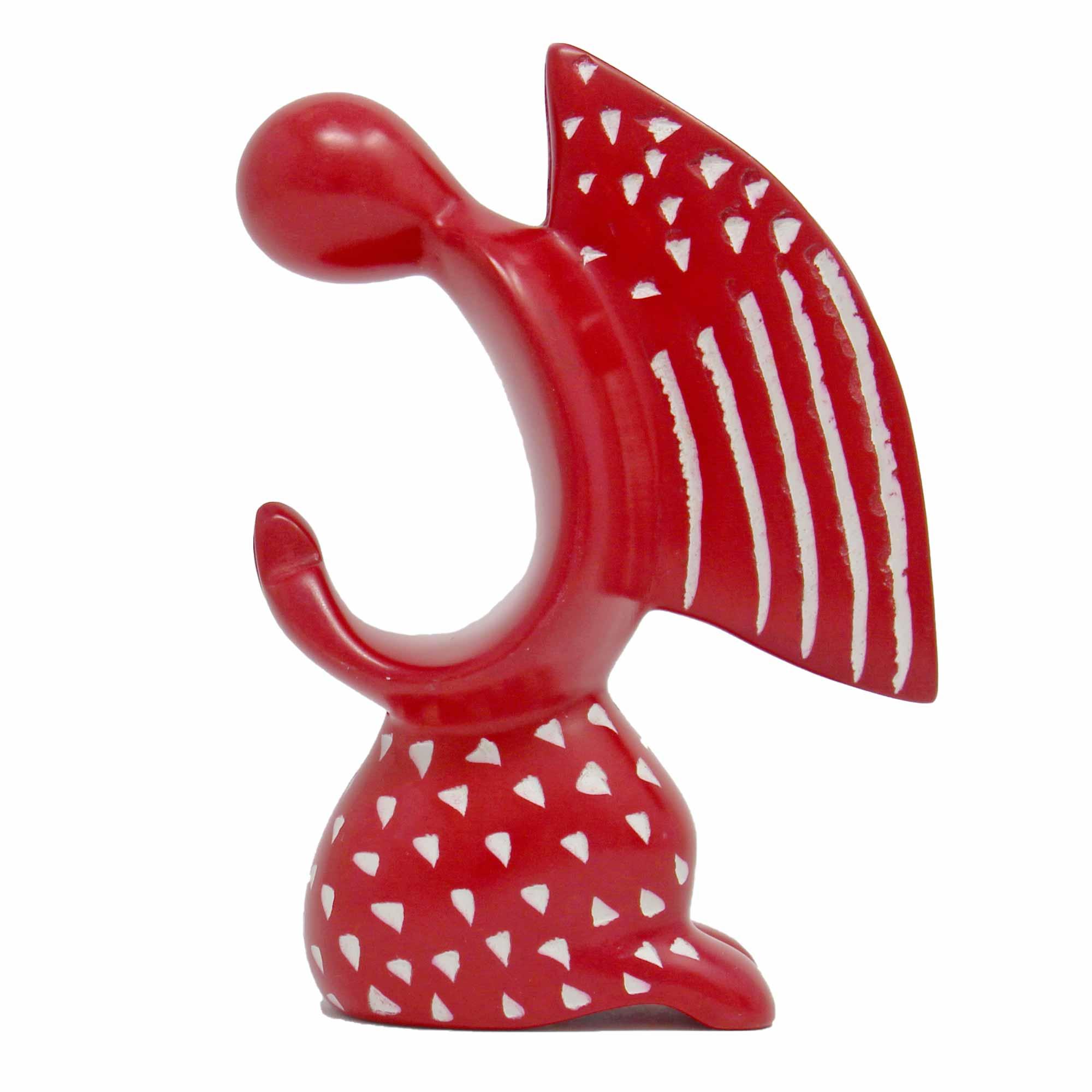 Praying Angel Soapstone Sculpture - Red Finish - Flyclothing LLC