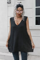 V-Neck Sleeveless Sweater Vest with Pocket - Trendsi - Flyclothing LLC
