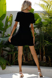 Round Neck Short Sleeve Mini A-Line Dress - Trendsi