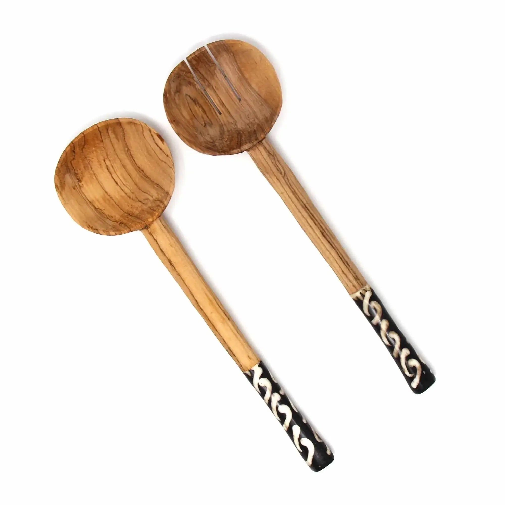 Olive Serving Set with Batik Bone Handles 10 inch - Jedando - Flyclothing LLC