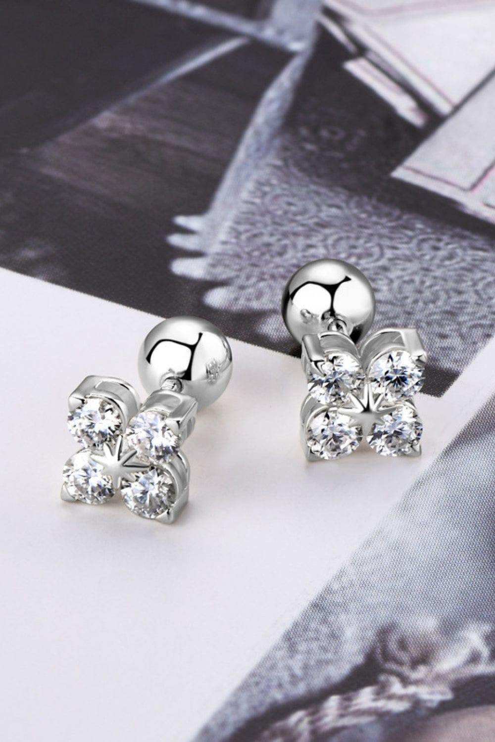 Moissanite 925 Sterling Silver Four-Leaf Clover Shape Earrings - Trendsi - Flyclothing LLC