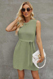 Tied Round Neck Sleeveless Sweater Dress - Trendsi - Flyclothing LLC