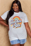 Simply Love Full Size TEACHER VIBES Graphic Cotton T-Shirt - Trendsi - Flyclothing LLC