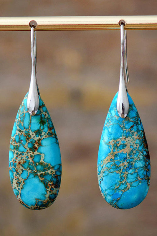 Handmade Teardrop Shape Natural Stone Dangle Earrings - Trendsi