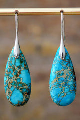 Handmade Teardrop Shape Natural Stone Dangle Earrings - Trendsi