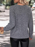 Round Neck Long Sleeve Knit Top - Trendsi