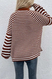 Striped V-Neck Button-Down Cardigan - Trendsi - Flyclothing LLC
