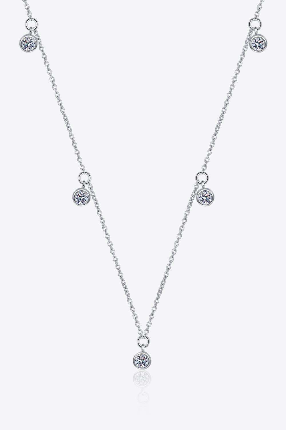 Moissanite Rhodium-Plated Necklace - Trendsi - Flyclothing LLC