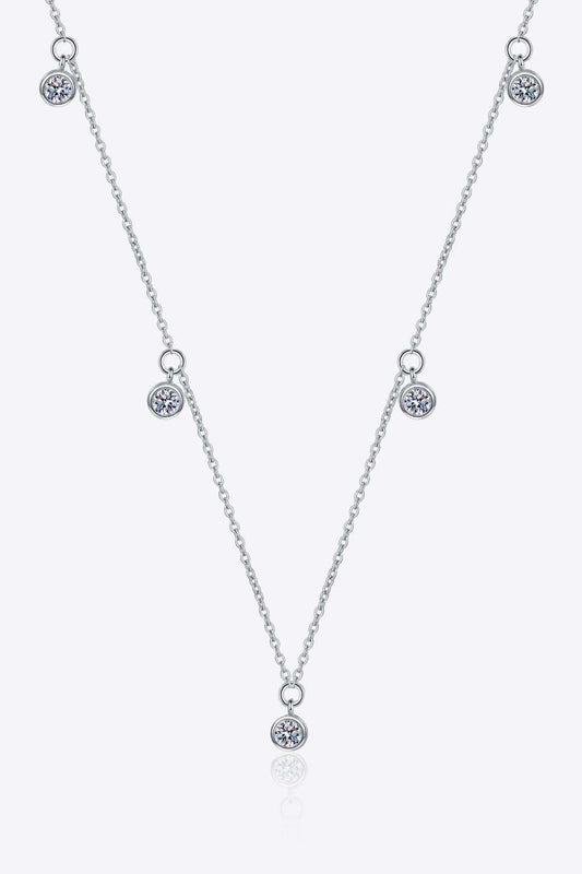 Moissanite Rhodium-Plated Necklace - Trendsi - Flyclothing LLC