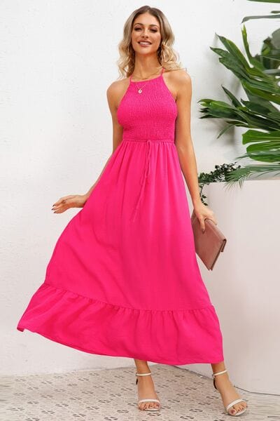 Smocked Crisscross Spaghetti Strap Dress - Flyclothing LLC