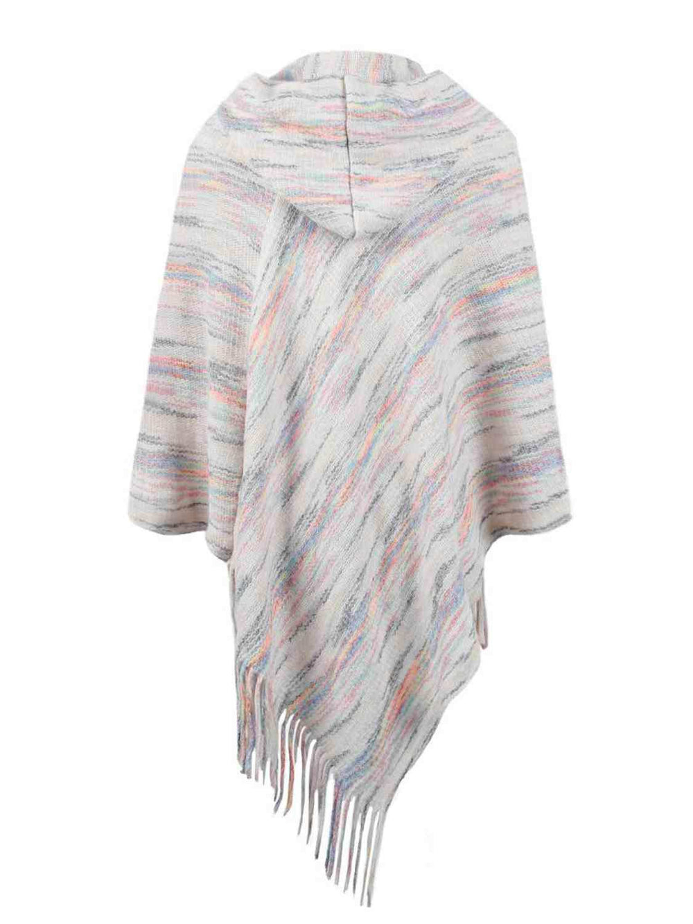 Fringe Hem Hooded Poncho - Trendsi - Flyclothing LLC