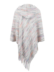 Fringe Hem Hooded Poncho - Trendsi