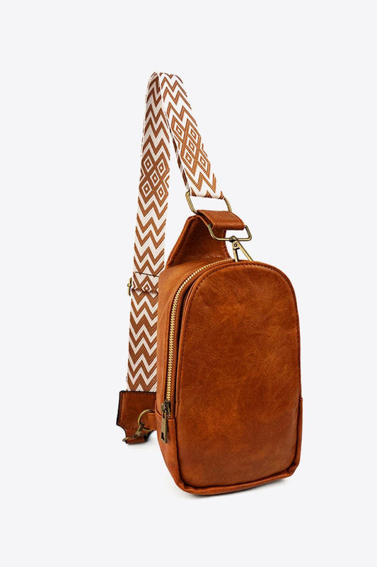 Adjustable Strap PU Leather Sling Bag - Trendsi