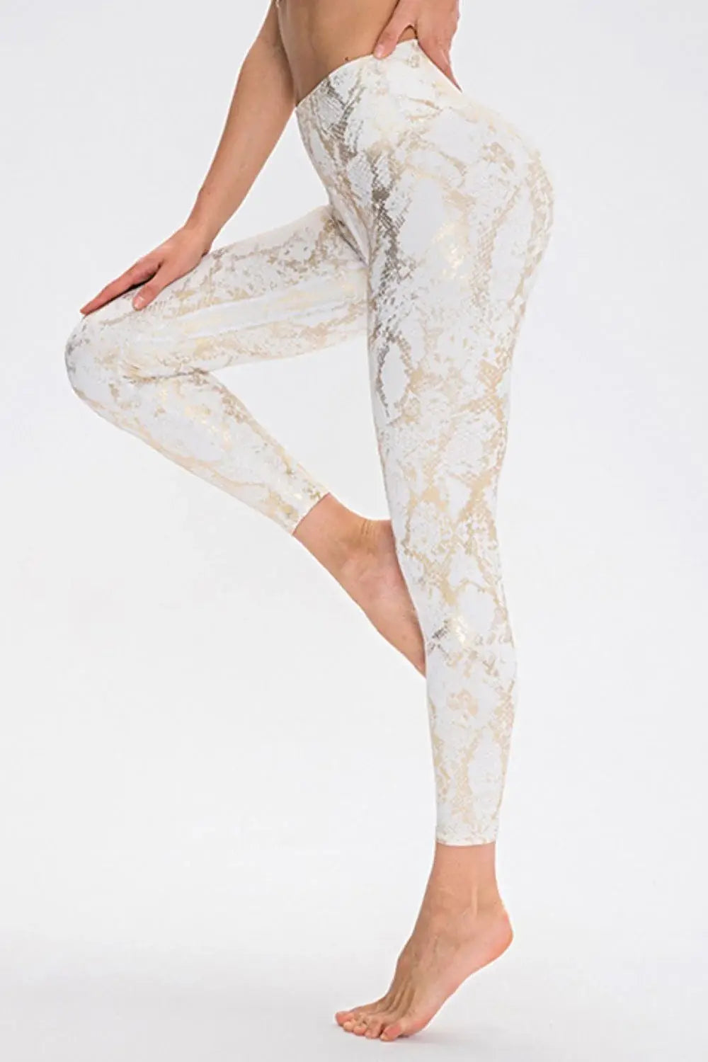 Animal Print Slim Fit Wide Waistband Long Sports Pants - Trendsi - Flyclothing LLC