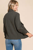 Culture Code Full Size Ruched Open Front Long Sleeve Jacket - Trendsi - Flyclothing LLC