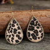 Zircon PU Leopard Teardrop Earrings - Trendsi