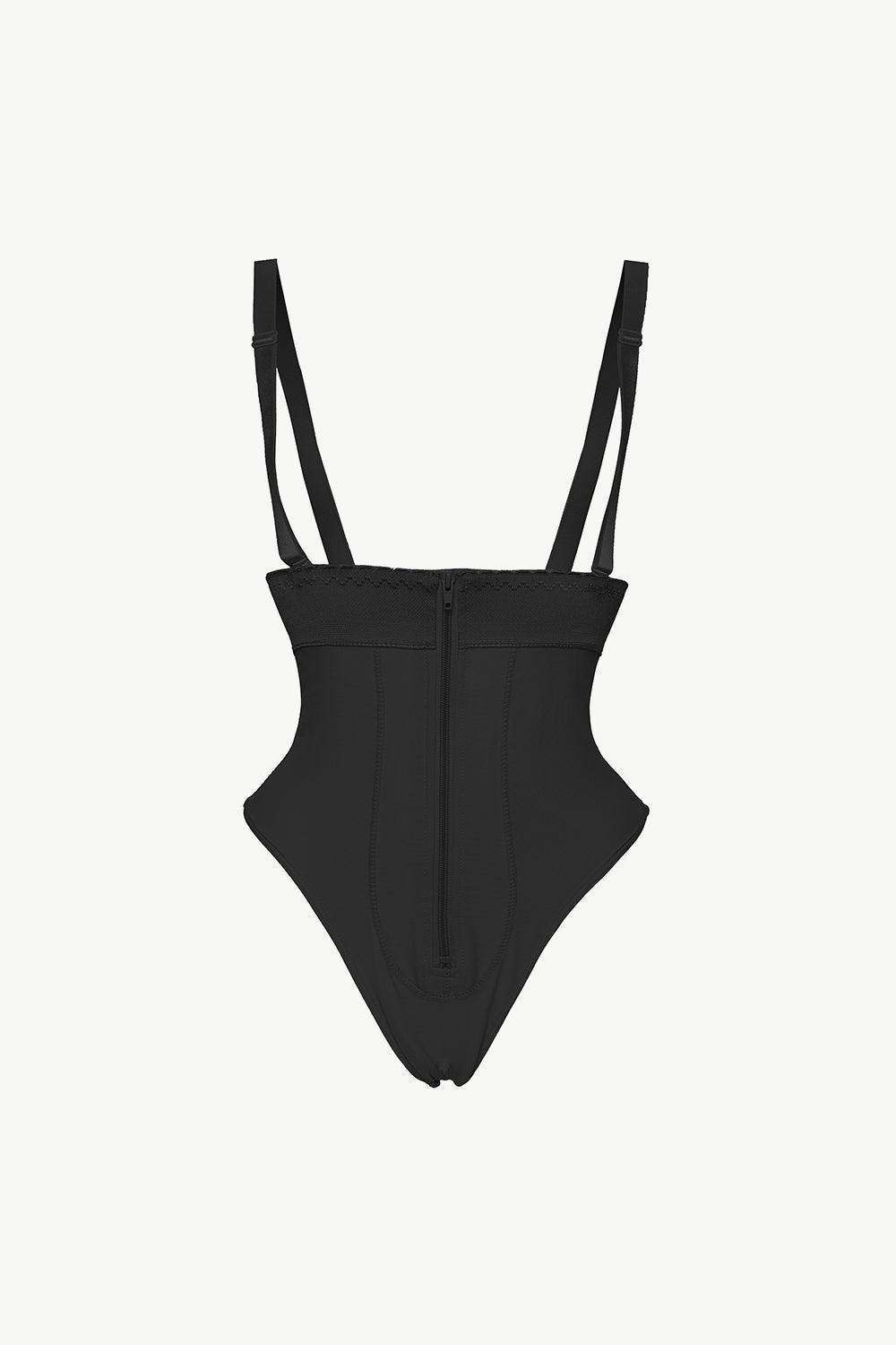 Full Size Adjustable Strap Zip-Up Shaping Bodysuit - Trendsi