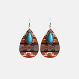 Turquoise Teardrop Shape Wooden Dangle Earrings - Flyclothing LLC