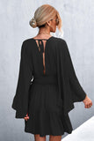 Decorative Button Smocked Waist Surplice Dress - Trendsi