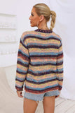 Striped Long Sleeve Open Front Cardigan - Trendsi