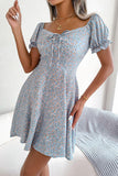 Ditsy Floral Drawstring A-Line Dress - Trendsi