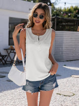 Half-Zip Round Neck Tank - Trendsi - Flyclothing LLC
