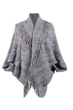 Fringe Detail Printed Poncho - Trendsi - Flyclothing LLC