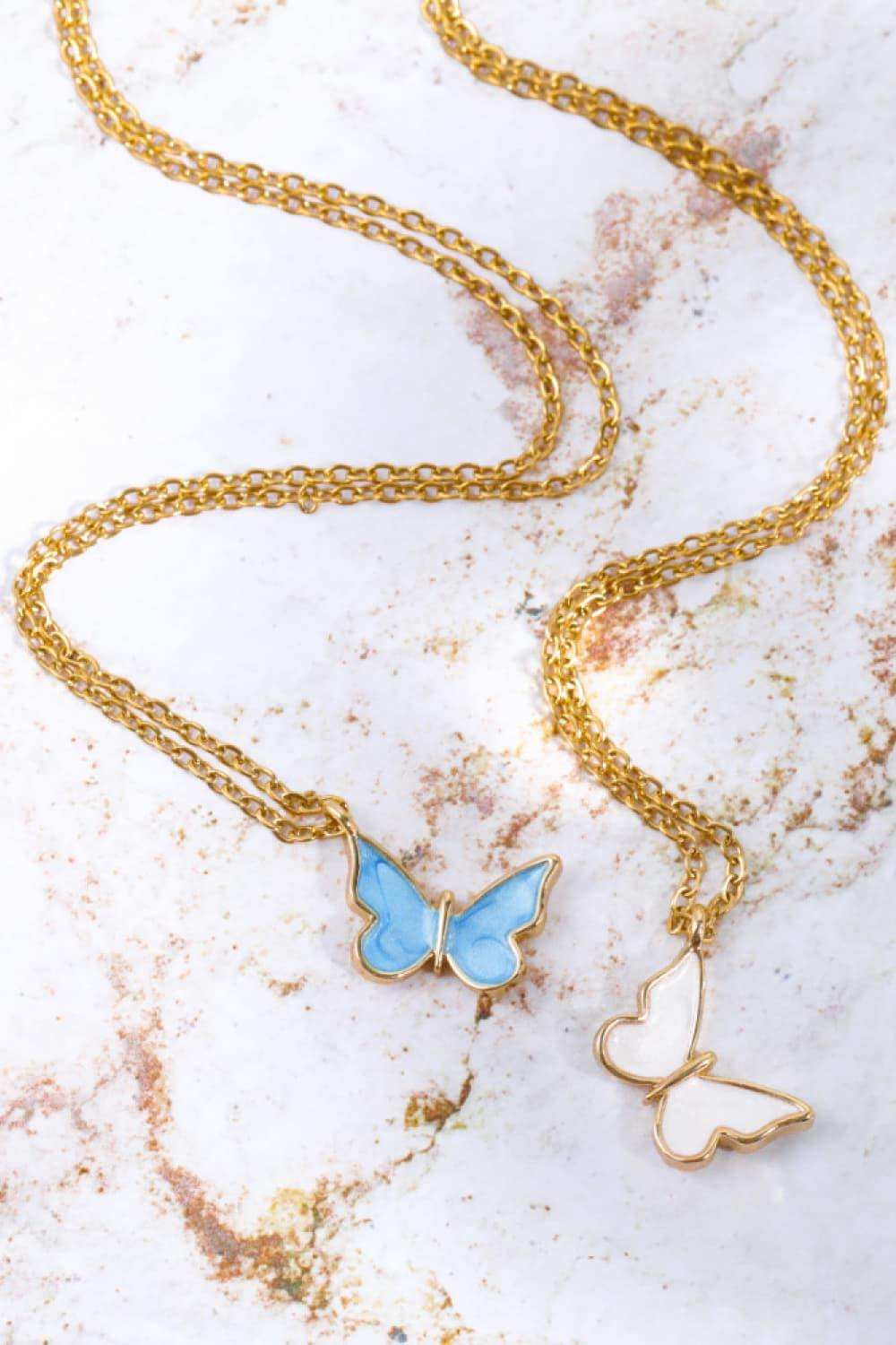 Butterfly Pendant Copper 14K Gold-Plated Necklace - Trendsi - Flyclothing LLC